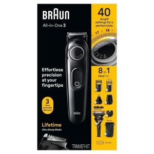 image:imageBraun AllinOne Style Kit Series 3 3470 8in1 Trimmer for Men with BeardTrimmer Ear amp NoseTrimmer Hair Clippers amp More UltraSharp Blade 40 Length Settings WashableSilver