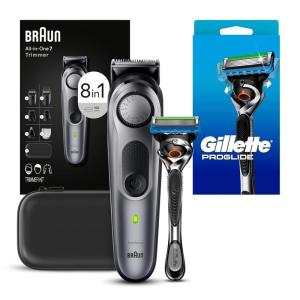 image:imageBraun AllinOne Style Kit Series 7 7410 8in1 Trimmer for Men Beard Trimmer Body Trimmer for Manscaping Hair Clippers 40 Length Settings Waterproof Gillette Proglide Razor with 1 Refill