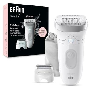 image:imageBraun Epilator Silkpil 7 Hair Removal Device Women Shaver amp Trimmer Wet and Dry Wide Head Includes Shaver Head and Trimmer Comb SE7041 Silver7041