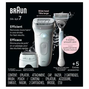 image:imageBraun Epilator Silkpil 7 Hair Removal Device Women Shaver amp Trimmer Wet and Dry Wide Head Includes Shaver Head and Trimmer Comb SE7041 Silver7141