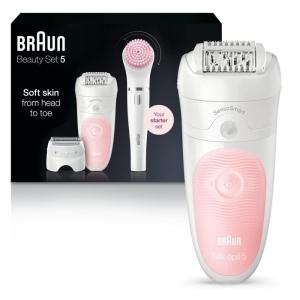 image:imageBraun SE5895 Epilator Hair Removal Device Epilator for Women Includes Shaver and Facial Cleansing Exfoliator Brush Attachments Waterproof Cordless and Rechargeable